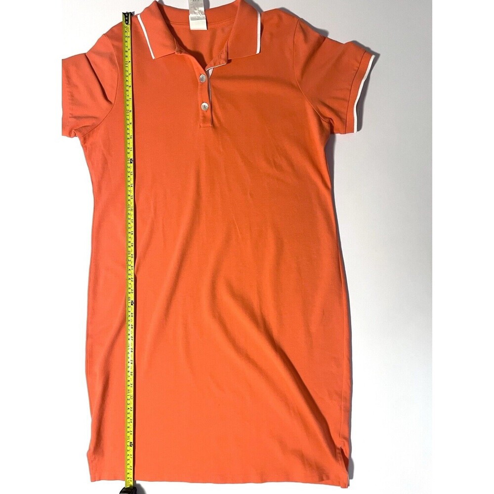 Madeleine Orange Short Sleeve Polo Shirt Dress White Tipped UK sz 16, US sz 12 - Picture 3 of 8
